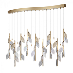 Люстра с золотистыми трубками и прозрачными стеклянными листьями на подвесах Sylva  варинант исполнения - 3 | Loft Concept в Липецке