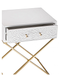 Приставной столик с выдвижным ящиком  White Table Carved Pattern варинант исполнения - 2 | Loft Concept в Липецке