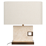Настольная лампа с прямоугольным основанием из натурального камня c тканевым абажуром Lapis Tiburtinus варинант исполнения - 1 | Loft Concept в Липецке
