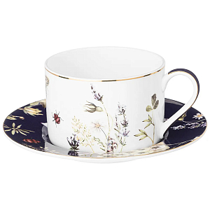 Чайная пара из фарфора с рисунком цветов 190 мл Garden Whisper Porcelain Set