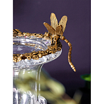 Ваза из прозрачного стекла на бронзовой подставке с ободком и ручками в виде стрекоз Eden Garden варинант исполнения - 3 | Loft Concept в Липецке