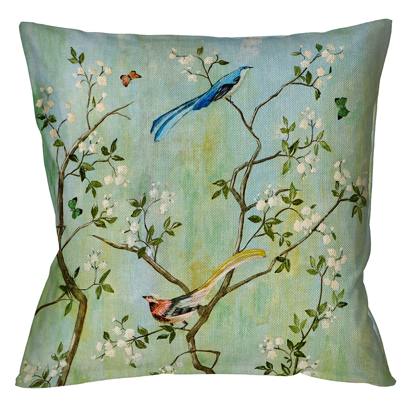 Декоративная подушка Beige and Green Chinoiserie 4 Зеленый шалфей Бежевый Декоративная подушка Beige and Green Chinoiserie 4 Зеленый шалфей Бежевый в Липецке | Loft Concept