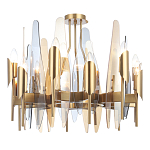 Люстра с вертикальными стеклянными элементами и металлическим каркасом цвета Латунь Vertical Glass варинант исполнения - 2 | Loft Concept в Липецке