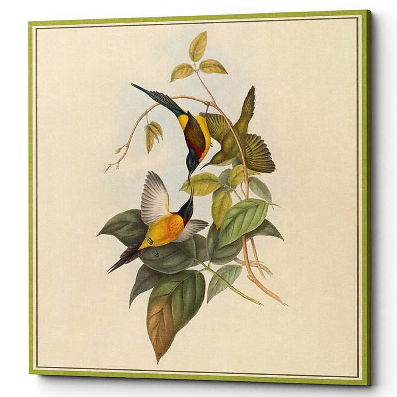 Постер на холсте с изображением птиц и цветов Blooming Birds Poster Мульти Бежевый Постер на холсте с изображением птиц и цветов Blooming Birds Poster Мульти Бежевый в Липецке | Loft Concept