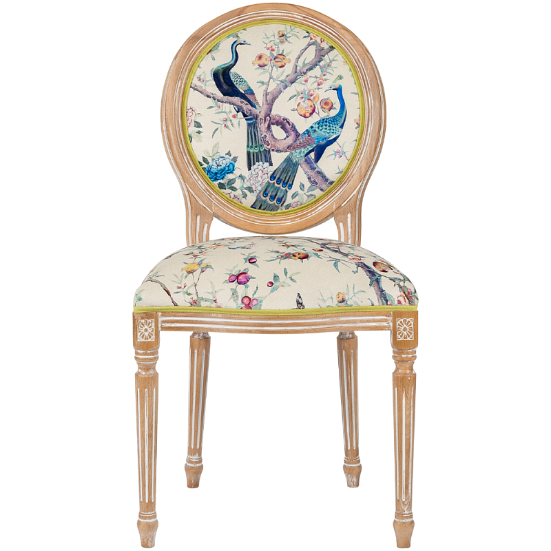 Стул из массива бука с изображением птиц и цветов Beige Green Chinoiserie Garden Chair Мульти Бежевый Салатовый Стул из массива бука с изображением птиц и цветов Beige Green Chinoiserie Garden Chair Мульти Бежевый Салатовый в Липецке | Loft Concept
