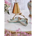 Блюдо из голубого фарфора с бронзовой ручкой в виде ветки Blue Garden варинант исполнения - 3 | Loft Concept в Липецке