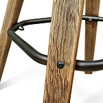 Барный стул со спинкой и металлической подставкой на 4-х деревянных ножках Коричневый Велюр Vendramin Chair варинант исполнения - 3 | Loft Concept в Липецке