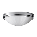 Потолочный светильник для ванных комнат цвета хром с белым матовым ребристым плафоном в форме полусферы Feiss варинант исполнения - 1 | Loft Concept в Липецке