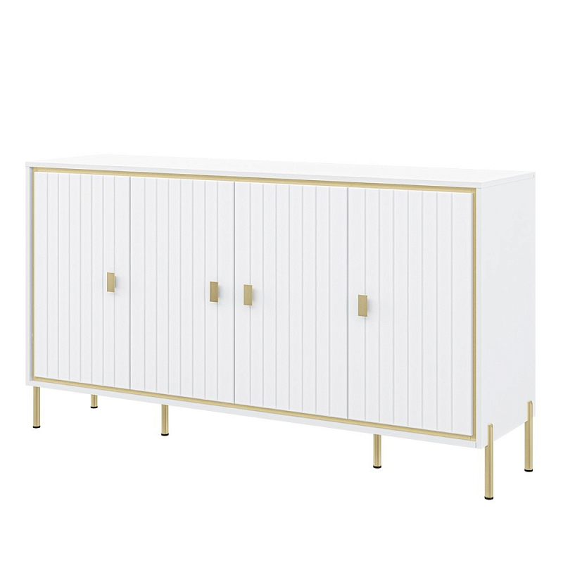 Консоль четырёхдверная с полками Antique Order Белый Золотой в Липецке | Loft Concept 