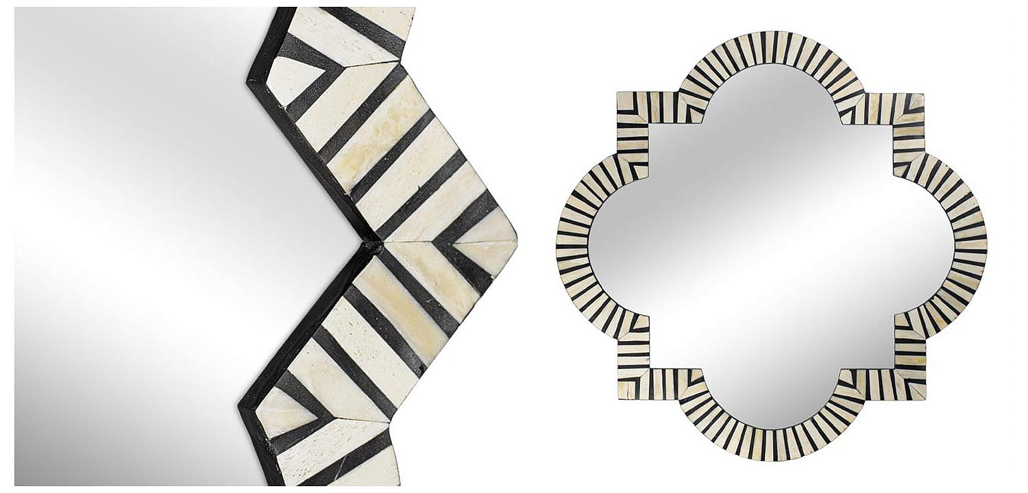 Зеркало Bone Inlay Mirror black and white Зеркало Bone Inlay Mirror black and white - Loft-Concept в Липецке