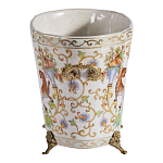 Кашпо с растительным и животным орнаментом на бронзовых ножках Turquoise Blooming Garden варинант исполнения - 3 | Loft Concept в Липецке