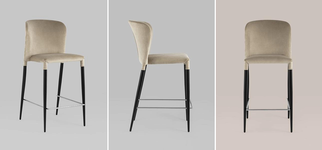 Барный Стул Lori Chair Бежевый Велюр Барный Стул Lori Chair Бежевый Велюр - Loft-Concept в Липецке