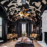 Обои ручная роспись в стиле Арт-деко Symphony Original colourway on Flint silk dupion варинант исполнения - 1 | Loft Concept в Липецке