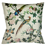 Подушка декоративная с изображением птицы в саду Beige Chinoiserie Birds in the Rose Garden Cushion варинант исполнения - 1 | Loft Concept в Липецке