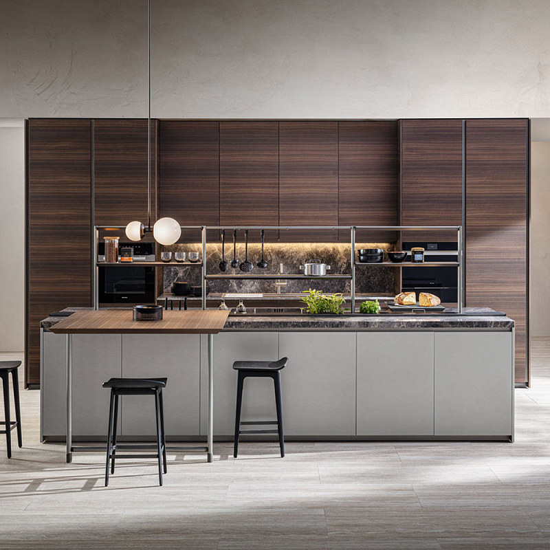 Кухонный гарнитур из камня и дерева SISTEMA XY Dada Engenereed Kitchen Серый Коричневый Кухонный гарнитур из камня и дерева SISTEMA XY Dada Engenereed Kitchen Серый Коричневый в Липецке | Loft Concept