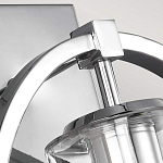 Бра цвета хром с круглой рамой и цилиндрическим прозрачным стеклянным плафоном на прямоугольном основании Feiss варинант исполнения - 2 | Loft Concept в Липецке