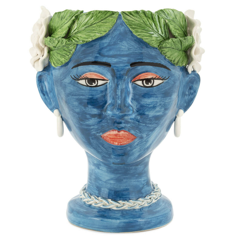 Ваза VASE HEAD SELVA COLOR dark blue Синий Зеленый Ваза VASE HEAD SELVA COLOR dark blue Синий Зеленый в Липецке | Loft Concept