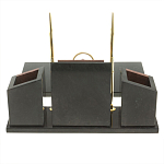 Настольный письменный набор из лемезита и змеевика с часами Royal Accessory варинант исполнения - 5 | Loft Concept в Липецке