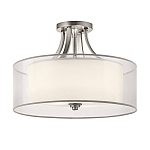 Потолочный светильник с двойным цилиндрическим плафоном из белого стекла и прозрачной органзы Kichler варинант исполнения - 12 | Loft Concept в Липецке