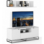 ТВ-тумба белая с  2-мя дверцами и ящиком Strict Lines варинант исполнения - 5 | Loft Concept в Липецке