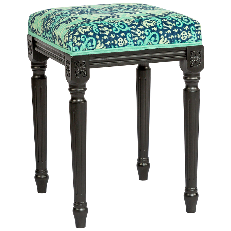 Банкетка из натурального бука Ikat Pattern Черный Бирюзовый Темно-синий Банкетка из натурального бука Ikat Pattern Черный Бирюзовый Темно-синий в Липецке | Loft Concept