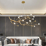 Люстра в виде золотой ветки с цветами Glass Flower Pendant Light варинант исполнения - 4 | Loft Concept в Липецке