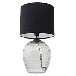 Настольная лампа с черным цилиндрическим тканевым абажуром и фактурным прозрачным основанием Black Cone варинант исполнения - 2 | Loft Concept в Липецке