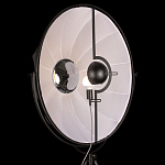 Торшер в виде прожектора с круглым тканевым абажуром на треноге черного цвета Radiance Éclat варинант исполнения - 5 | Loft Concept в Липецке