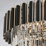 Люстра из черного металла с многоярусными подвесками из прозрачного хрусталя на золотой цепи Empire Black Chandelier Crystal варинант исполнения - 10 | Loft Concept в Липецке