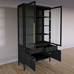 Витрина Primo со стеклянными фасадами и буфетом шпон Черный дуб варинант исполнения - 4 | Loft Concept в Липецке