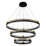 Люстра подвесная с тремя кольцами черного и золотого цвета Ring Horizontal варинант исполнения - 1 | Loft Concept в Липецке