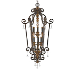 Люстра бронзового цвета с 6-ю лампами и стеклянными подвесками в классическом стиле Quoizel варинант исполнения - 1 | Loft Concept в Липецке
