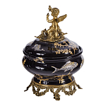 Шкатулка черного цвета с бронзовым ангелом Eden Garden варинант исполнения - 3 | Loft Concept в Липецке