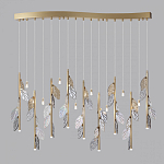 Люстра с золотистыми трубками и прозрачными стеклянными листьями на подвесах Sylva  варинант исполнения - 4 | Loft Concept в Липецке