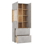 Шкаф-витрина двухдверная с фасадом цвета серый бетон Grace of Furniture варинант исполнения - 3 | Loft Concept в Липецке