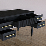 Большой Рабочий стол Primo с 5 выдвижными ящиками Черный дуб варинант исполнения - 7 | Loft Concept в Липецке