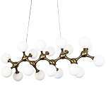 Линейная люстра с плафонами из стеклянных шаров Pearls Suspension Linear Brass Chandelier варинант исполнения - 3 | Loft Concept в Липецке