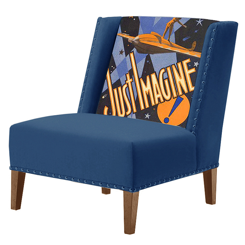 FUN Armchair Just Imagine Dark blue Дизайнерское кресло с цветным принтом Сапфирово-синий FUN Armchair Just Imagine Dark blue Дизайнерское кресло с цветным принтом Сапфирово-синий в Липецке | Loft Concept