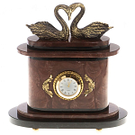 Часы настольные из натурального камня с декором в виде двух лебедей Swans Stone Clock варинант исполнения - 5 | Loft Concept в Липецке