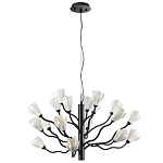 Люстра подвесная черного цвета с ветвями и белыми фарфоровыми цветами Floralis варинант исполнения - 7 | Loft Concept в Липецке