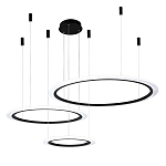 Люстра подвесная светодиодная с тремя черными кольцами и пультом управления Ring Horizontal варинант исполнения - 2 | Loft Concept в Липецке