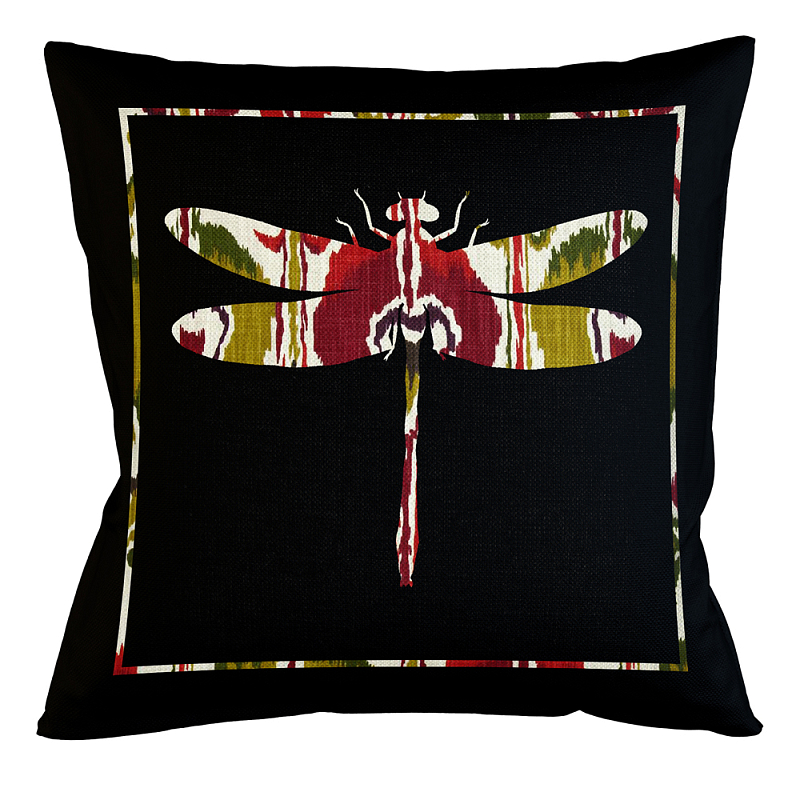 Подушка декоративная стрекоза цветной узор Ikat Pattern Мульти Бежевый Черный Подушка декоративная стрекоза цветной узор Ikat Pattern Мульти Бежевый Черный в Липецке | Loft Concept