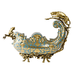 Чаша голубого цвета с оранментом и и бронзовыми фигурами леопардов Eden Garden варинант исполнения - 3 | Loft Concept в Липецке