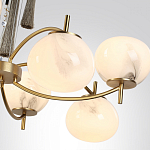 Люстра подвесная с 8-ю шарообразными плафонами из белого стекла с подвесками из камня и кисточками Agatelle варинант исполнения - 6 | Loft Concept в Липецке