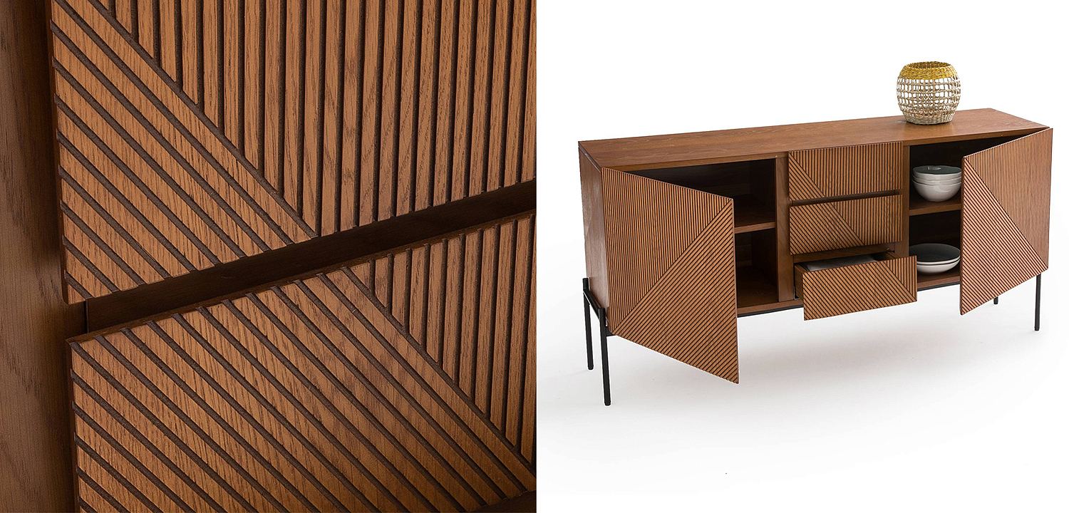 Комод с геометрическим рисунком Anders Chest of drawers с 3-мя ящиками и 2-мя дверцами Комод с геометрическим рисунком Anders Chest of drawers с 3-мя ящиками и 2-мя дверцами - Loft-Concept в Липецке