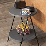 Стол приставной с 2-мя круглыми столешницами цвета антрацит ESSEL SIDE TABLE ANTHRACITE варинант исполнения - 7 | Loft Concept в Липецке