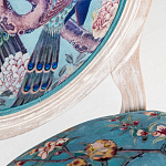 Барный стул из массива бука с изображением птиц и цветов Turquoise Beige Chinoiserie Garden Chair варинант исполнения - 3 | Loft Concept в Липецке