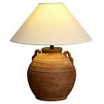 Настольная лампа керамическая коричневая с тканевым абажуром Eastern Tale варинант исполнения - 2 | Loft Concept в Липецке