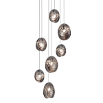 Люстра каскадная с 7-ю круглыми плафонами из рельефного стекла Disc Light варинант исполнения - 1 | Loft Concept в Липецке