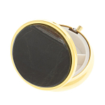 Таблетница карманная круглая с 3-мя отделениями с зеркалом и накладкой из натурального камня Соколиный глаз Gold Stone Pillboxes варинант исполнения - 2 | Loft Concept в Липецке